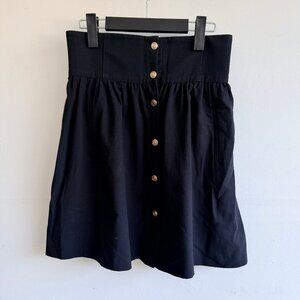 Zara Black High Waist Button Front Skirt